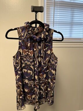 Floral Sleeveless Top - Karen Kane brown and beige.